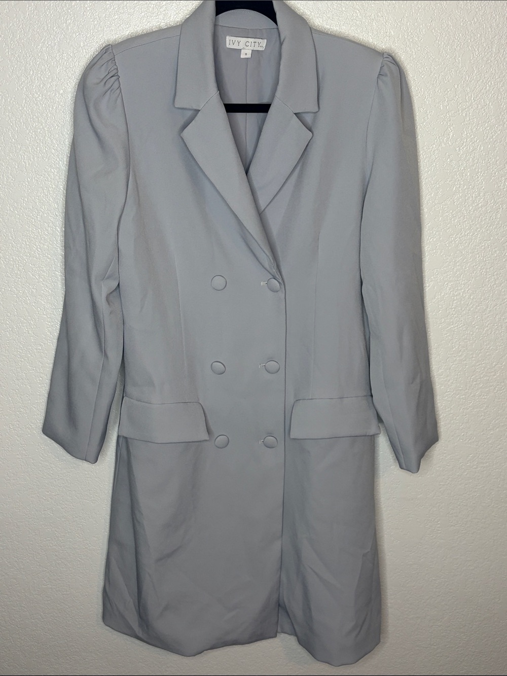 Ivy City Co. Steel Gray Double Breasted Blazer Dress Size Small Career Wear